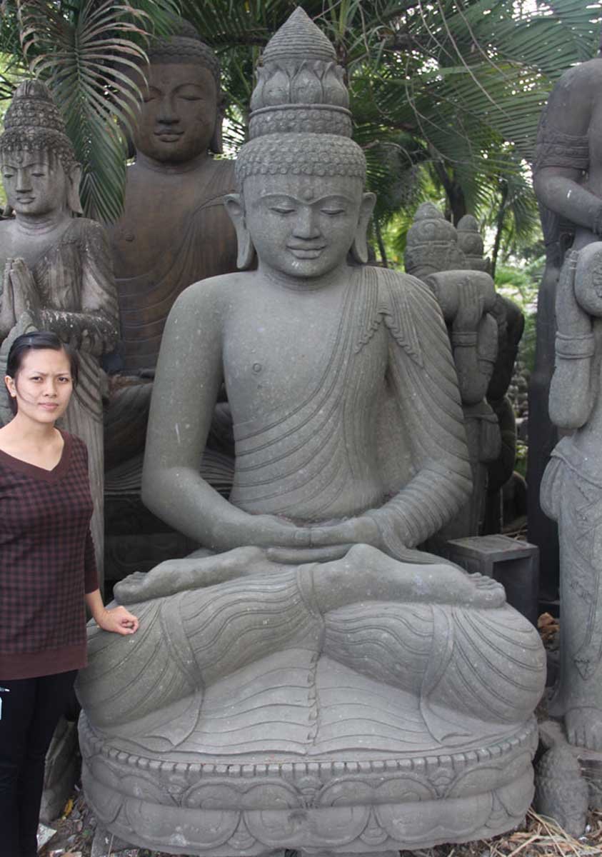 Lava Stone Huge Meditating Garden Buddha 98"